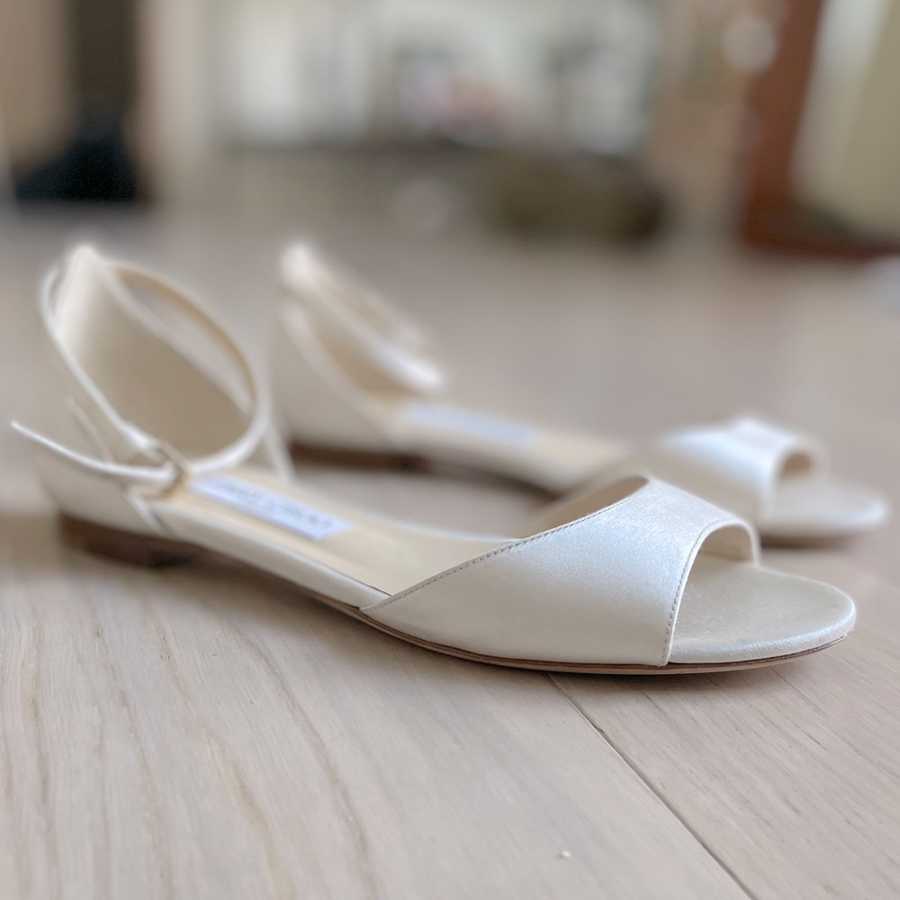 Jimmy Choo Ivory Open Toe Satin Shoes 6/36